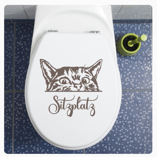Katze Tigerkatze Sitzplatz WC Deckel Aufkleber Badezimmer BAD TDA065